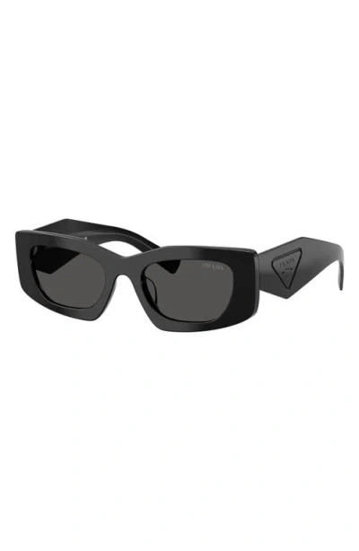 Prada 51mm Rectangular Sunglasses In Black