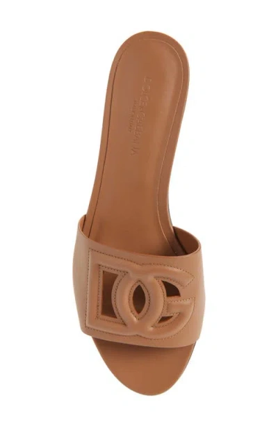 Dolce & Gabbana Women Slide Sandals With Cut Out Logo In Leather Woman In Multi