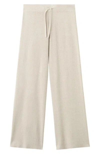 Mango Pull-on Straight Leg Cotton Blend Knit Pants In Neutral