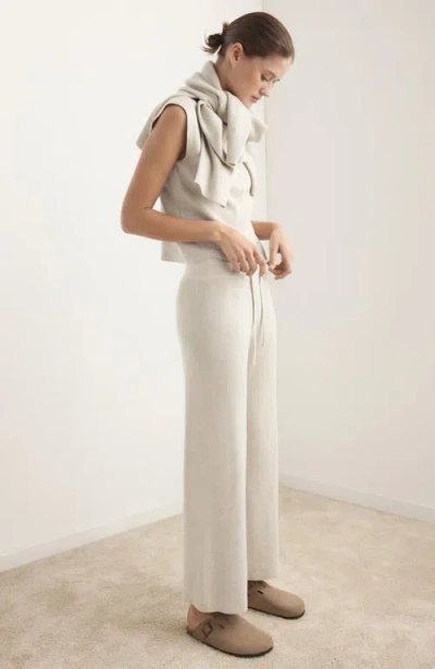 Mango Pull-on Straight Leg Cotton Blend Knit Pants In Neutral