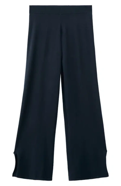 Mango Split Hem Pull-on Straight Leg Knit Pants In Blue