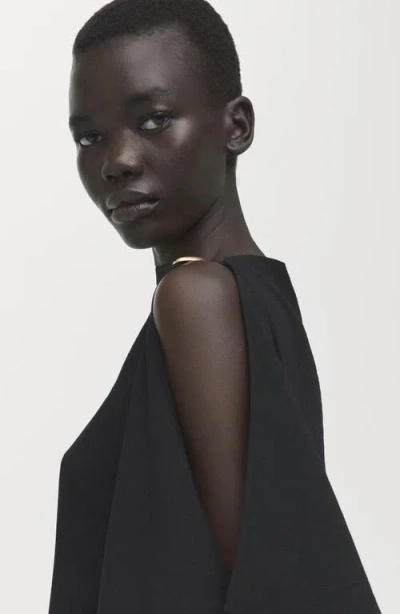 Mango Asymmetric Ruffle Top In Black