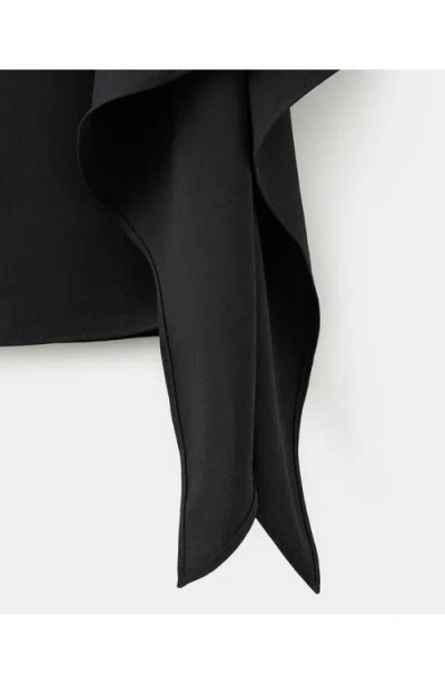 Mango Asymmetric Ruffle Top In Black