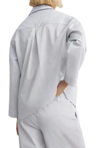 Mango Stripe Cotton Blend Pajama Top In White