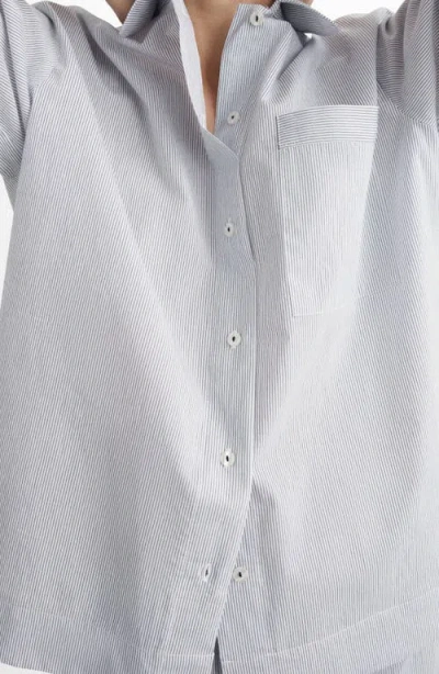 Mango Stripe Cotton Blend Pajama Top In White