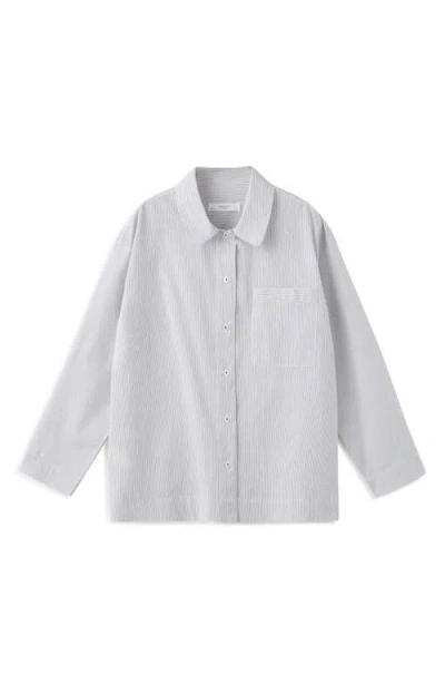 Mango Stripe Cotton Blend Pajama Top In White