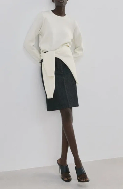 Mango Button Cuff Sweater In White