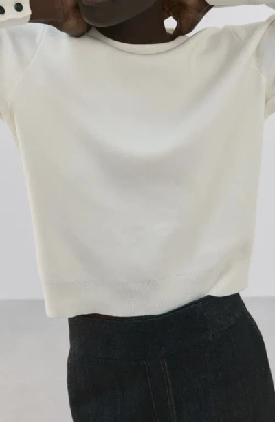 Mango Button Cuff Sweater In White