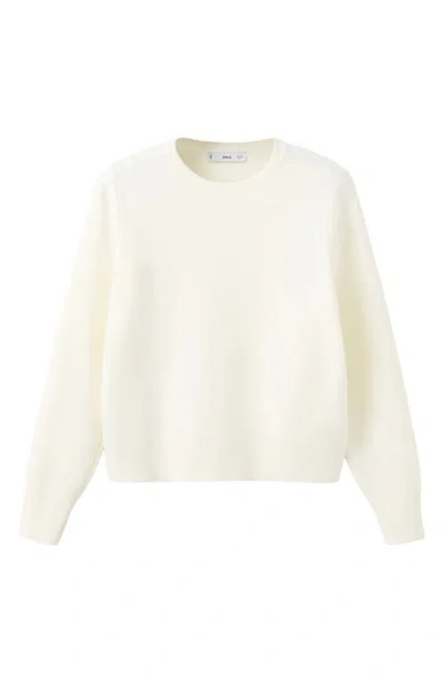 Mango Button Cuff Sweater In White