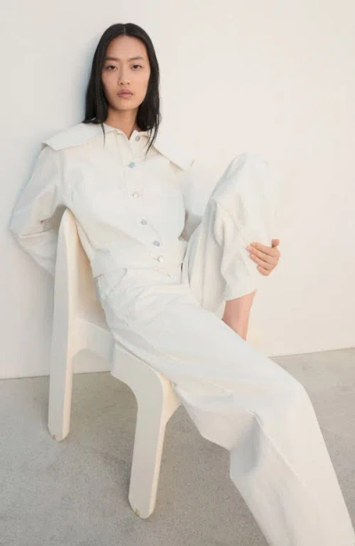 Mango Denim Jacket With Lapels Off White In White