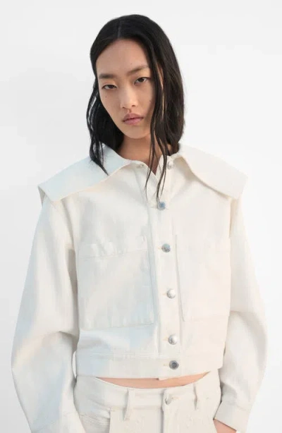 Mango Denim Jacket With Lapels Off White In White