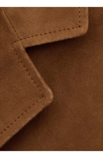 Mango Straight Suede Blazer In Brown