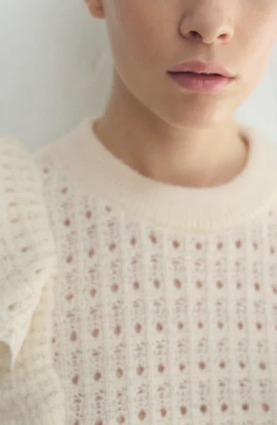 Mango Openwork Sweater In Neutral