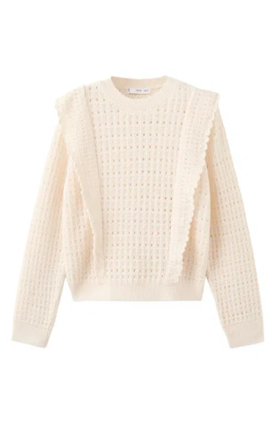 Mango Openwork Sweater In Neutral