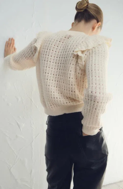 Mango Openwork Sweater In Neutral