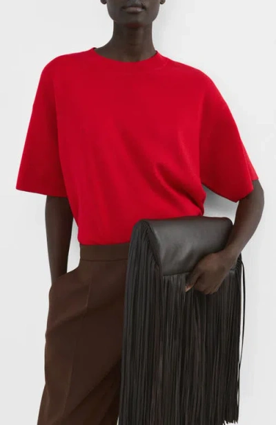 Mango Oversize Short Sleeve Sweater In Red