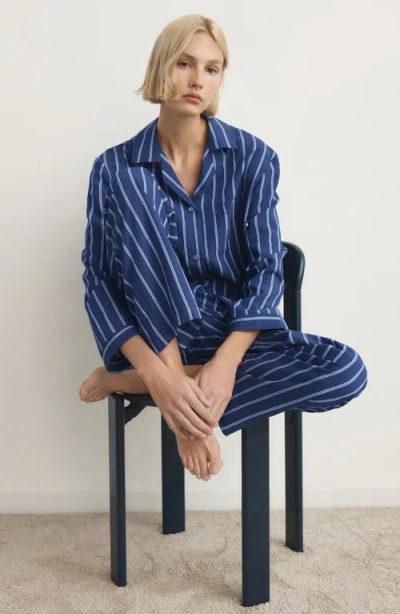 Mango Stripe Pajama Pants In Blue