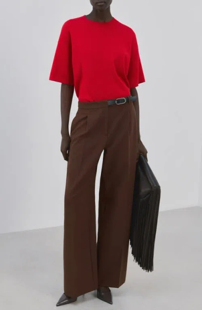Mango Oversize Short Sleeve Sweater In Red