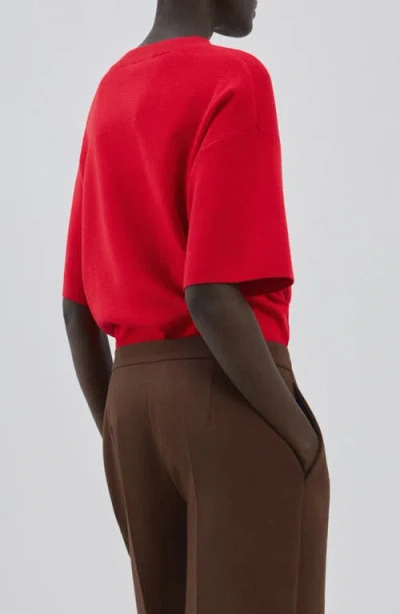 Mango Oversize Short Sleeve Sweater In Red