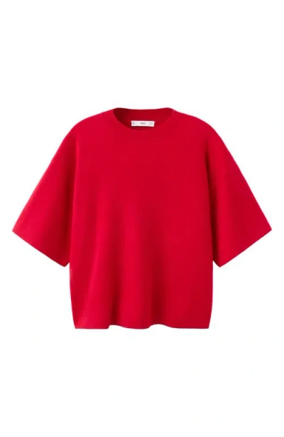 Mango Oversize Short Sleeve Sweater In Red
