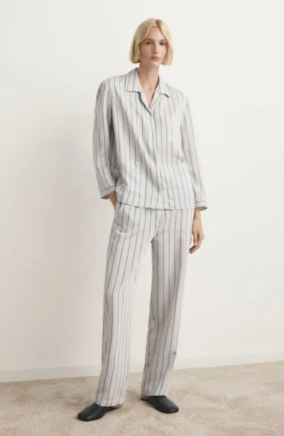 Mango Stripe Pajama Pants In White