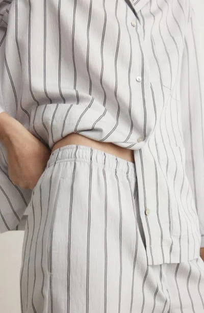 Mango Stripe Pajama Pants In White