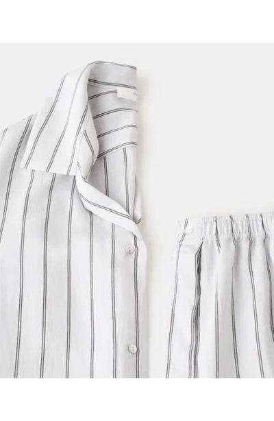 Mango Stripe Pajama Pants In White