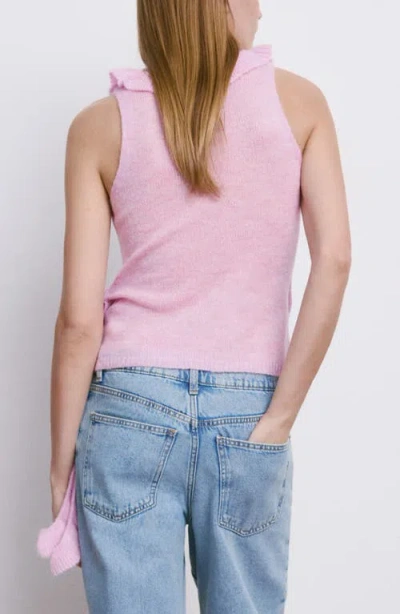 Mango Ruffle Knit Top In Pink