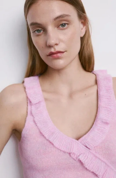 Mango Ruffle Knit Top In Pink