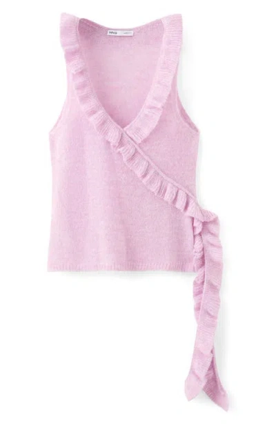 Mango Ruffle Knit Top In Pink