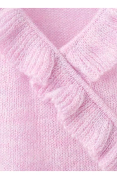 Mango Ruffle Knit Top In Pink