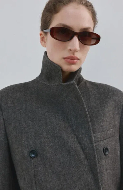 Mango Double Breasted Wool Blend Coat In Gray