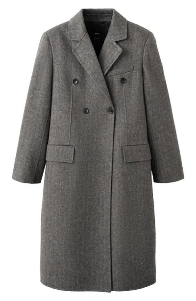 Mango Double Breasted Wool Blend Coat In Gray