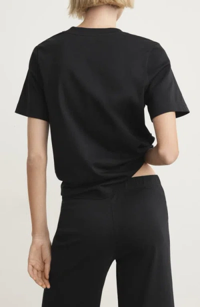 Mango Cotton T-shirt In Black