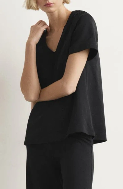 Mango Cotton T-shirt In Black