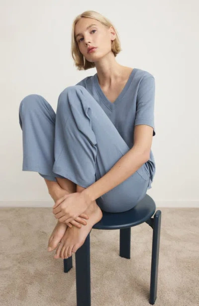 Mango Cotton T-shirt In Blue