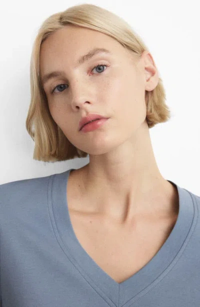 Mango Cotton T-shirt In Blue