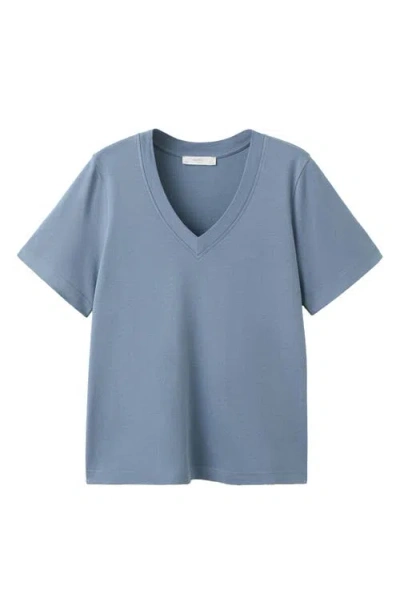 Mango Cotton T-shirt In Blue