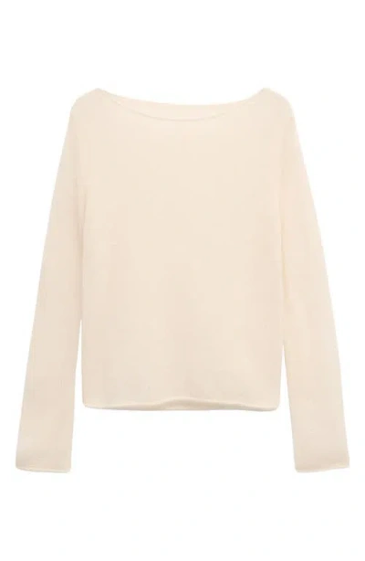 Mango Semisheer Alpaca Blend Sweater In White