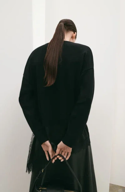 Mango Mixed Media Sweater In Black