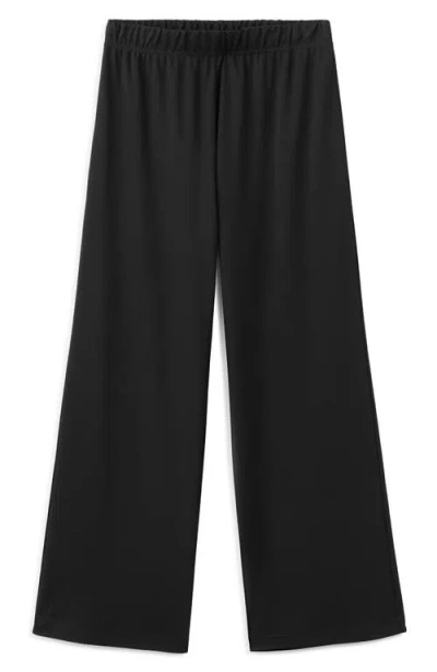 Mango Solid Cotton Pajama Pants In Black
