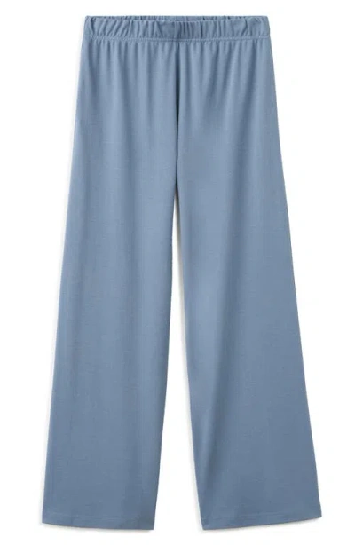 Mango Solid Cotton Pajama Pants In Blue