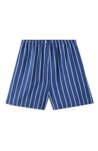 Mango Stripe Pajama Shorts In Blue