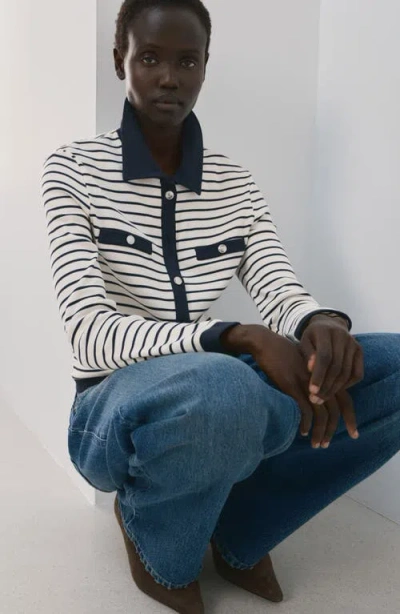 Mango Stripe Cotton Cardigan In Multi