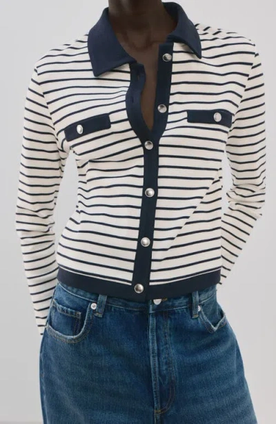 Mango Stripe Cotton Cardigan In Multi