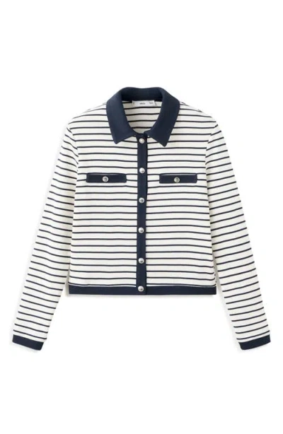 Mango Stripe Cotton Cardigan In Multi