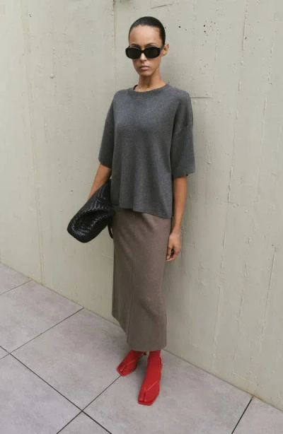 Mango Oversize Short Sleeve Sweater In Gray