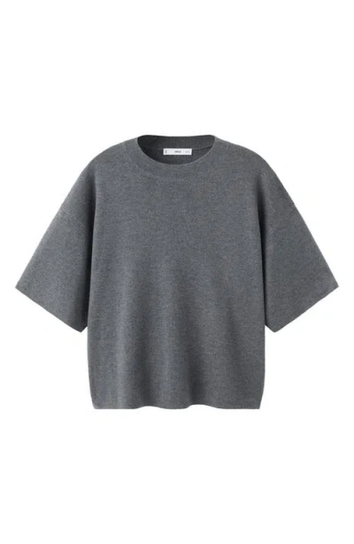 Mango Oversize Short Sleeve Sweater In Gray