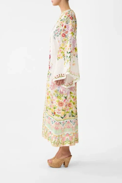 Camilla Deep V Neck Hardware Kaftan In Multi