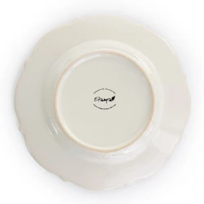 Elama Luna 16 Piece Embossed Scalloped Stoneware Dinnerware Set In White In White
